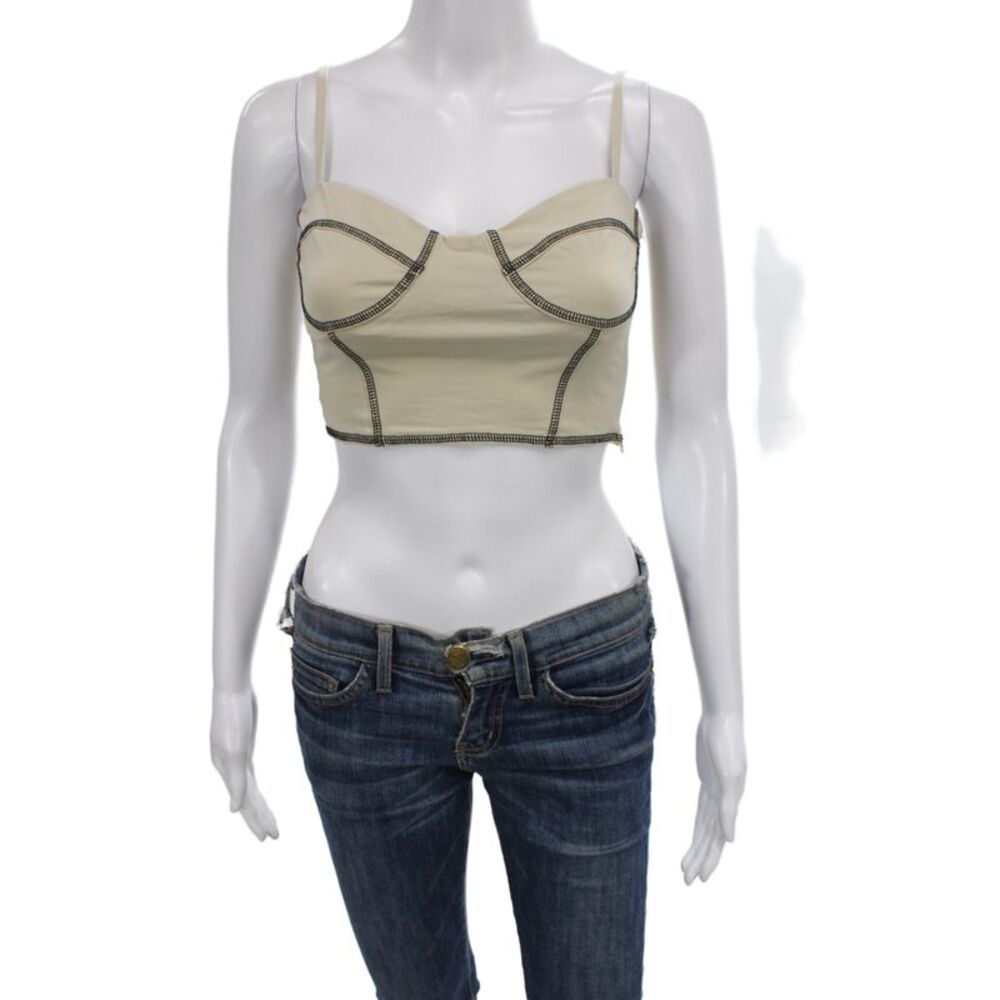 Princess Polly Womens Corset Top Beige Sweetheart Neck Zip Sleeveless Size 4